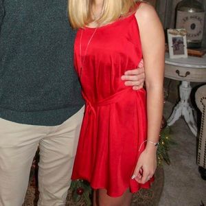 Free People Red Satin Slip Dress